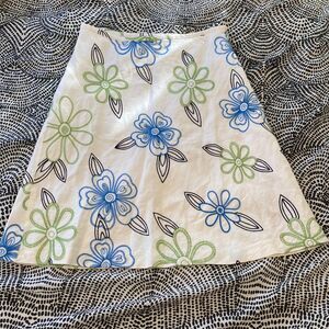 Dressbarn size 12 Linen Rayon Embroidered Floral A line Business Casual Skirt